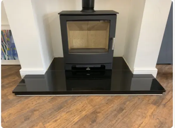 Polished Granite Hearth Two pieces with join 20mm solid with 30mm upstand